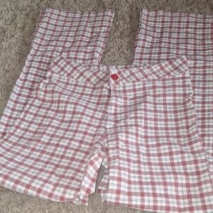 Un Deux Trois Red/White/Green Plaid Pants 12" Waist 9" Rise 28" Inseam